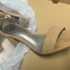 Worthington Tan Suede Open-Toe Ankle Strap Heel